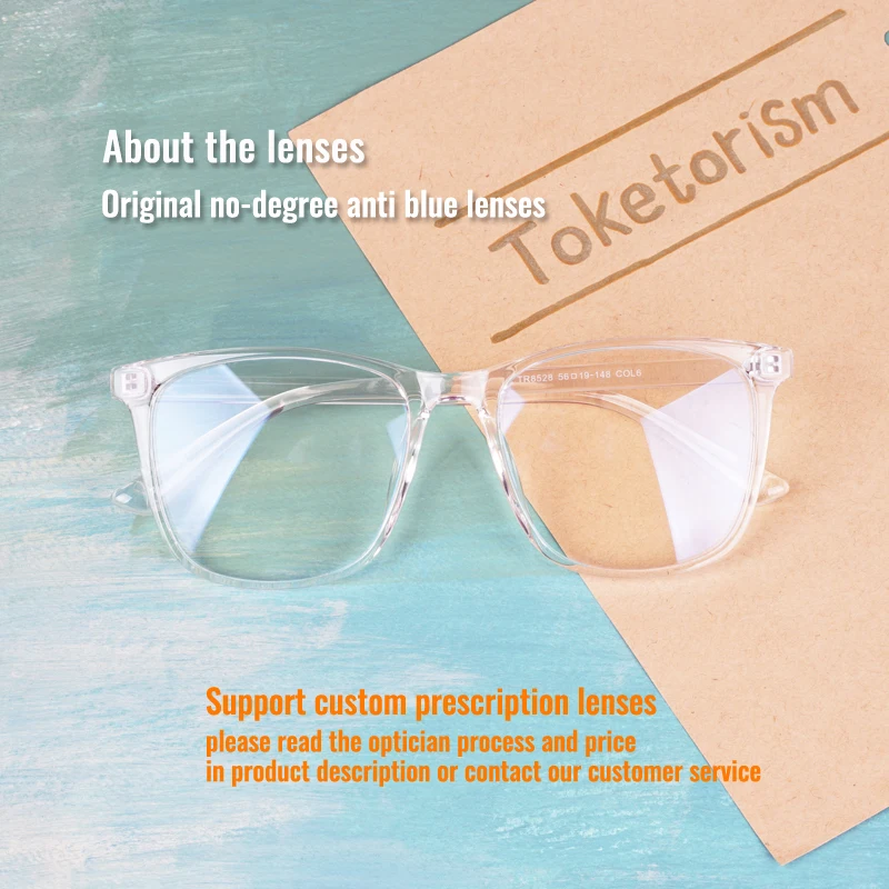 Toketorism Anti Modra Svetloba Moških Očala Tr90 Velik Okvir Visoko Trdnost Ultra Lahka Pregleden Žensk Očala