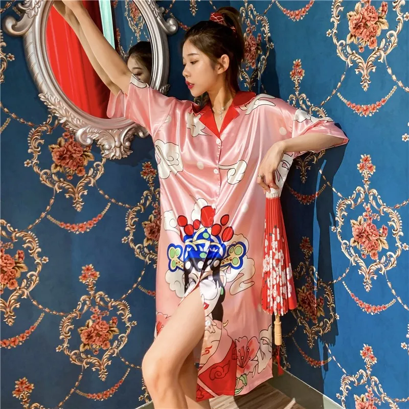 Tonngirls Svile Kimono Plašč Ženske, kopalni plašč Svilenih Oblačilih Noč Seksi Hišna Obleke Žensk Nightgown Pižamo Poletje Kitajski Stil