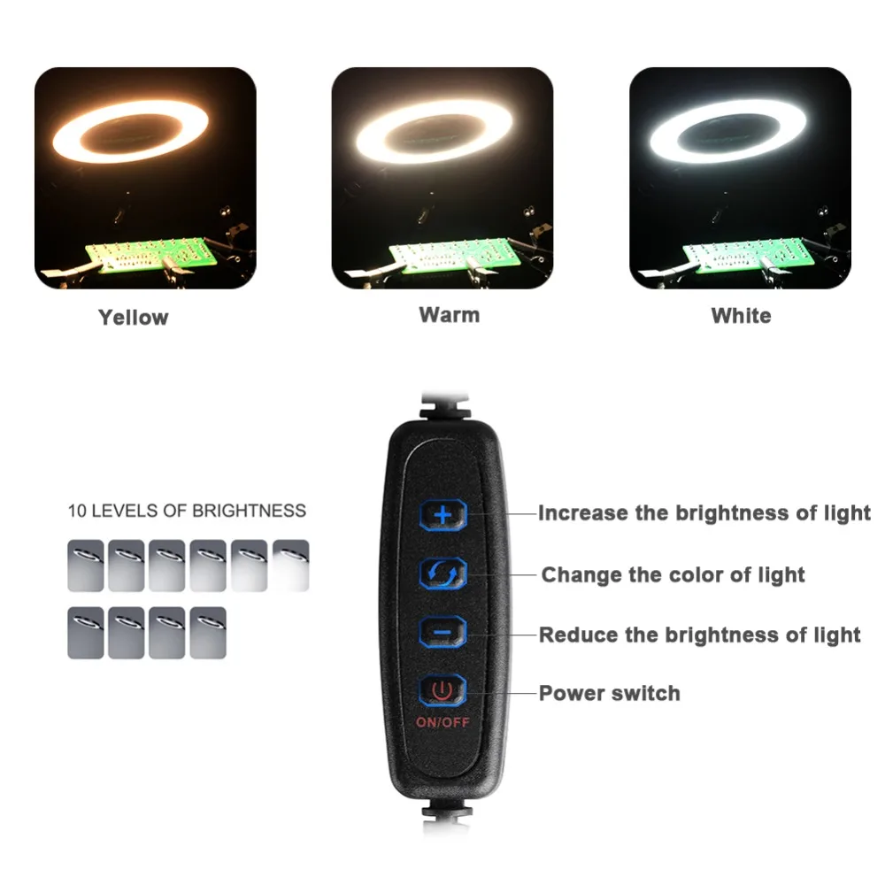 Toolour Tabela Objemka Spajkanje Pomaga Strani Tretjih Ročno Orodje Spajkalna Postaja, USB 3X Osvetljeni Lupo Varjenje Orodje za Popravilo