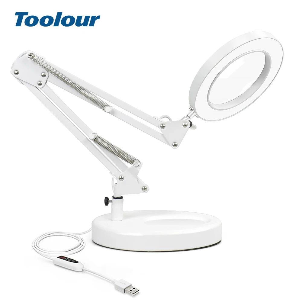 Toolour USB 5X Lupa z LED Luči Tretja za Ročno Spajkanje Orodje za Spajkanje Pomagati z Roko Branje Povečevalna Stekla namizne Svetilke