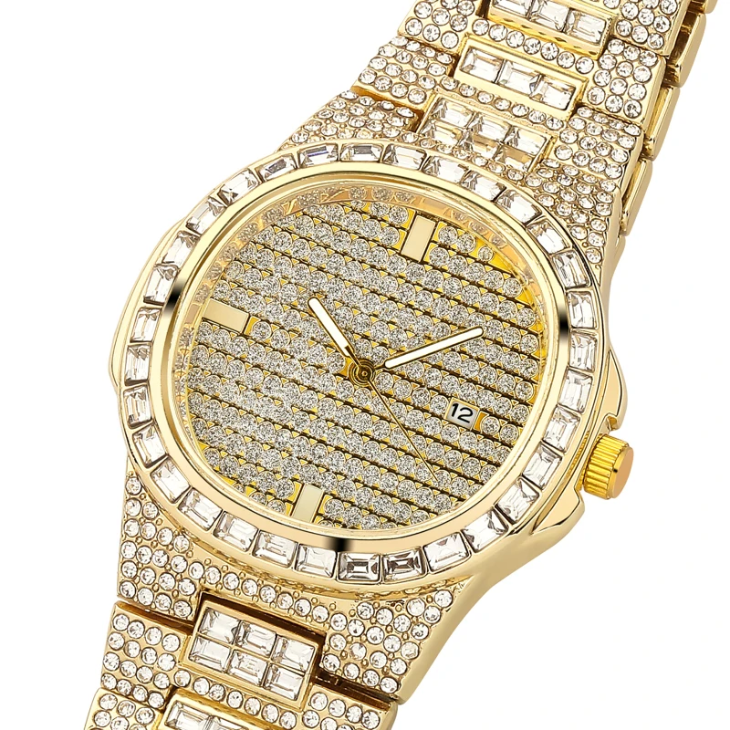 TOPGRILLZ Ledeni Iz Diamant Watch Quartz Zlata, Srebrna Barva Mikro tlakovane Hip Hop Osebnosti iz Nerjavečega Jekla Watch