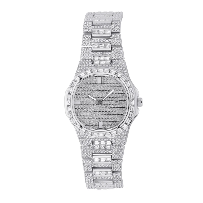 TOPGRILLZ Ledeni Iz Diamant Watch Quartz Zlata, Srebrna Barva Mikro tlakovane Hip Hop Osebnosti iz Nerjavečega Jekla Watch