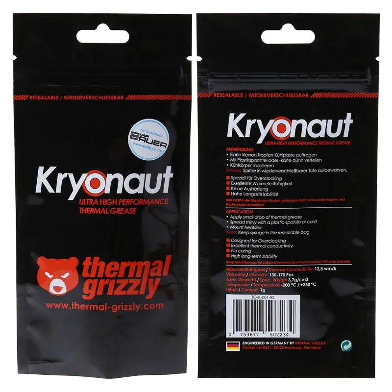 Toplotne Grizzly Kryonaut 1g za CPU AMD Intel Procesor Fan Heatsink Spojina Hlajenje Termalne Paste, Hladilnik Termalno Pasto