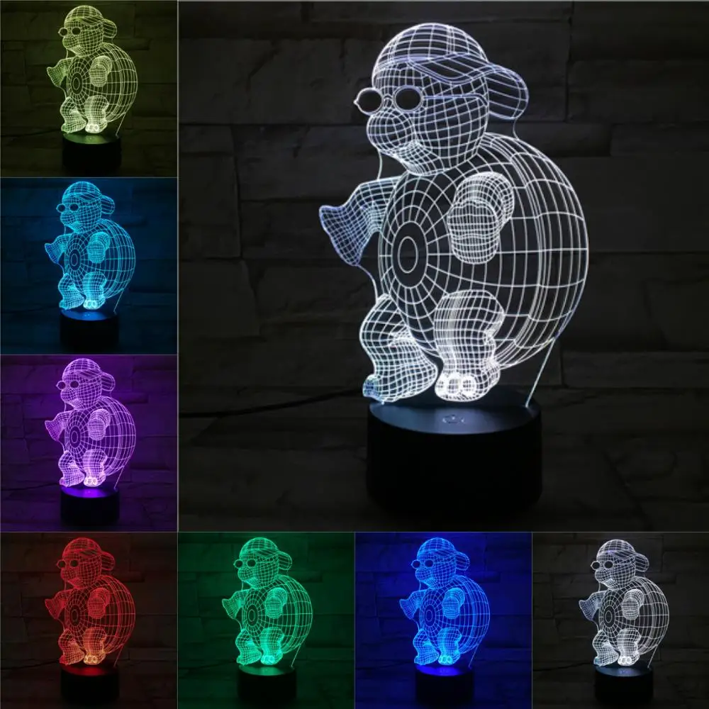Tortoise 3D LED USB Iluzijo Lučka Fantje Otroške Ustvarjalne Tabela Spalna Svetlobe Risanka Slika Dom Dekor Podporo USB In Sprememba Barve