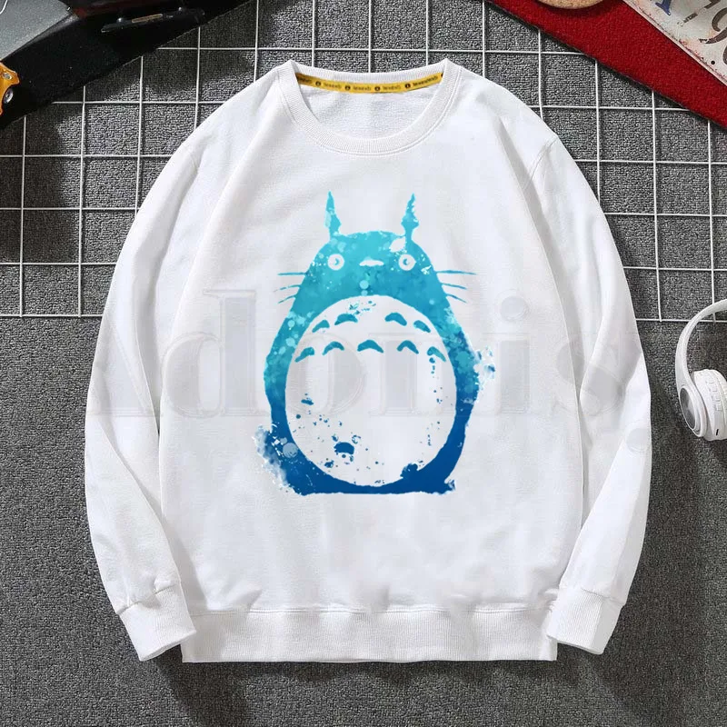 Totoro Studio Ghibli Kawaii Hayao Miyazaki Anime Hoodies Majica Tiskanja Trend Mens Oblačila Hip-Hop Male Crewneck Hoodies Moški