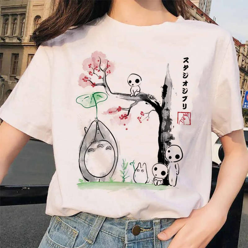 Totoro Živahen Stran Studio Ghibli femme t shirt Japonskih žensk ulzzang tshirt Anime Hayao Miyazaki ženska t-shirt harajuku 90.