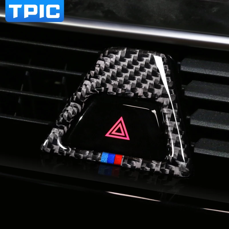 TPIC Notranja Oprema ogljikovih vlaken M slog opozorilna Lučka gumb zajema Okras avto nalepke Za BMW Serije 5 G30