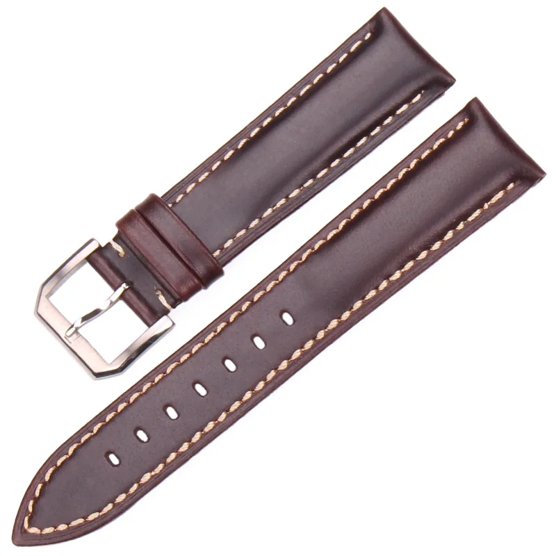 Trajno Pravega Usnja Trak Watchbands 19 mm - 24 mm Črna, Temno Rjave barve, Vintage Zapestje Ženske Ure Pas S Sponko