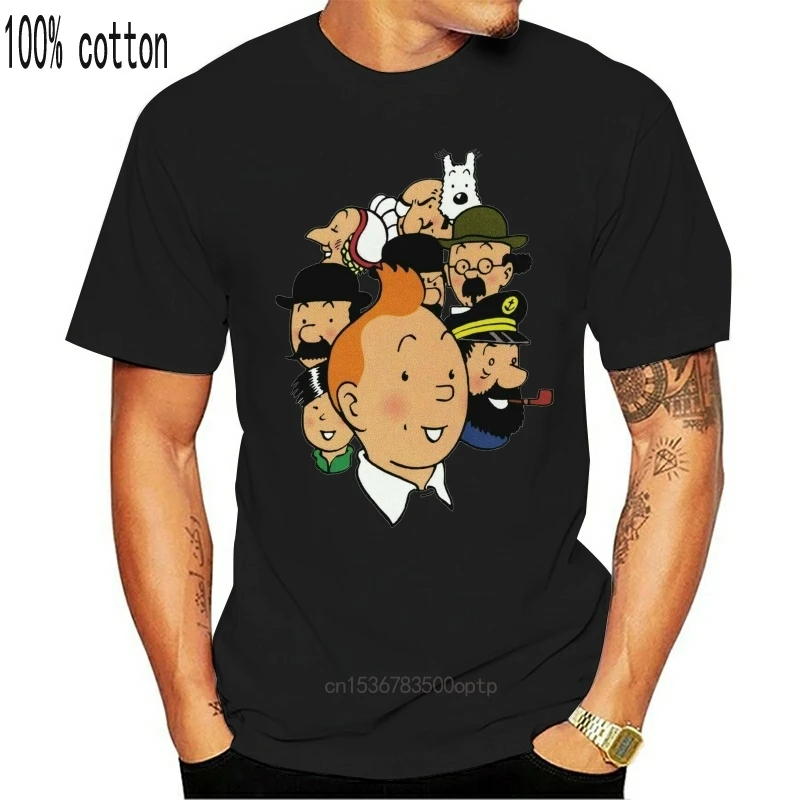 Trgatev Adventures Of Tintin T-Majice za Moške O Vratu Čista Bombažna Majica Kratek Rokav Tee Majica Plus Velikost Oblačila