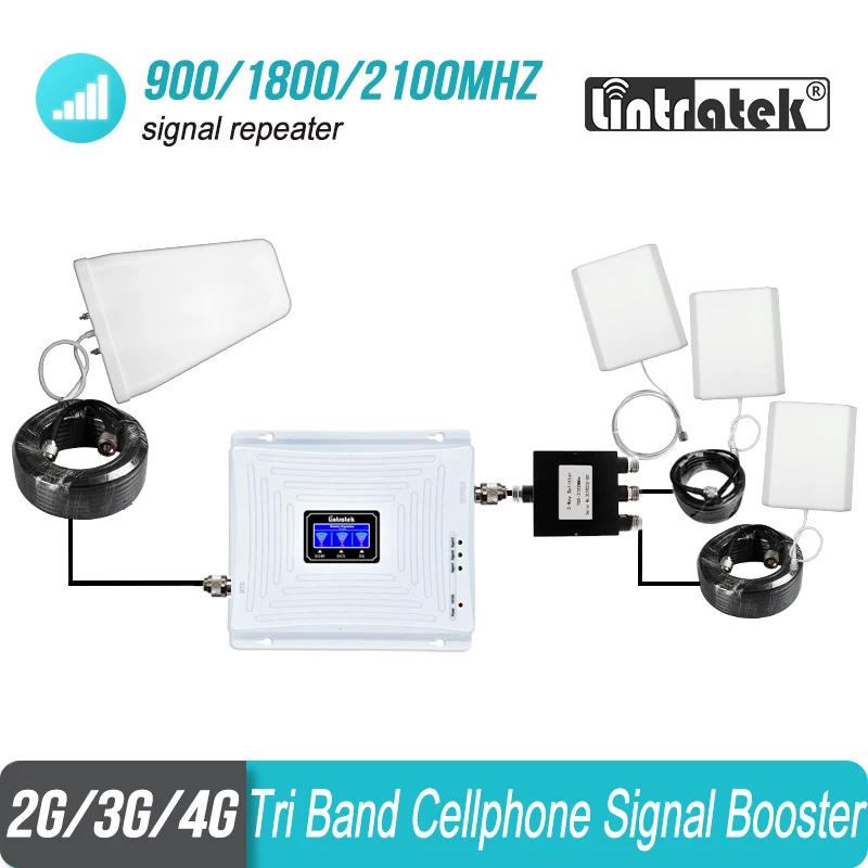 Tri Band Mobilni Telefon Signal Repetitorja 2G 3G 4G 900 1800 2100 GSM 3 kos Notranjo Anteno Nastavite Booster Ojačevalnik GSM, UMTS, LTE#40