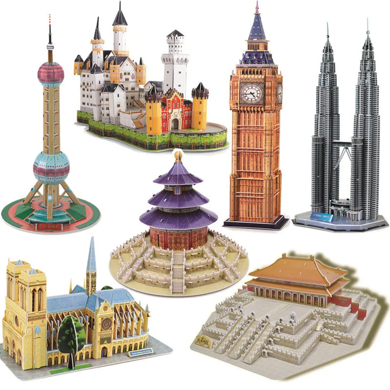 Tri-dimenzionalni Carboard Puzzle 3D Model Zgradbe Velika Velikost Londonski Big Ben Oriental Pearl Stolp Constrution Izobraževalne Igrače
