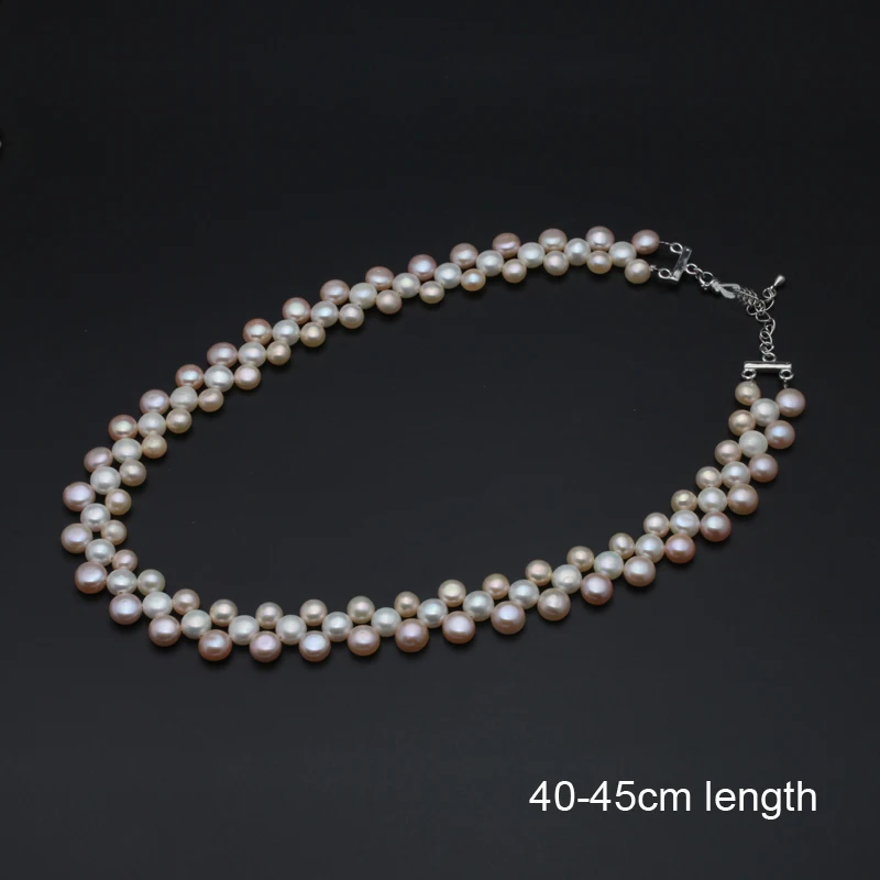 Tri vrstice večplastna biserna ogrlica,poroka naravnih sladkovodnih biserna ogrlica, ki obletnico darilo