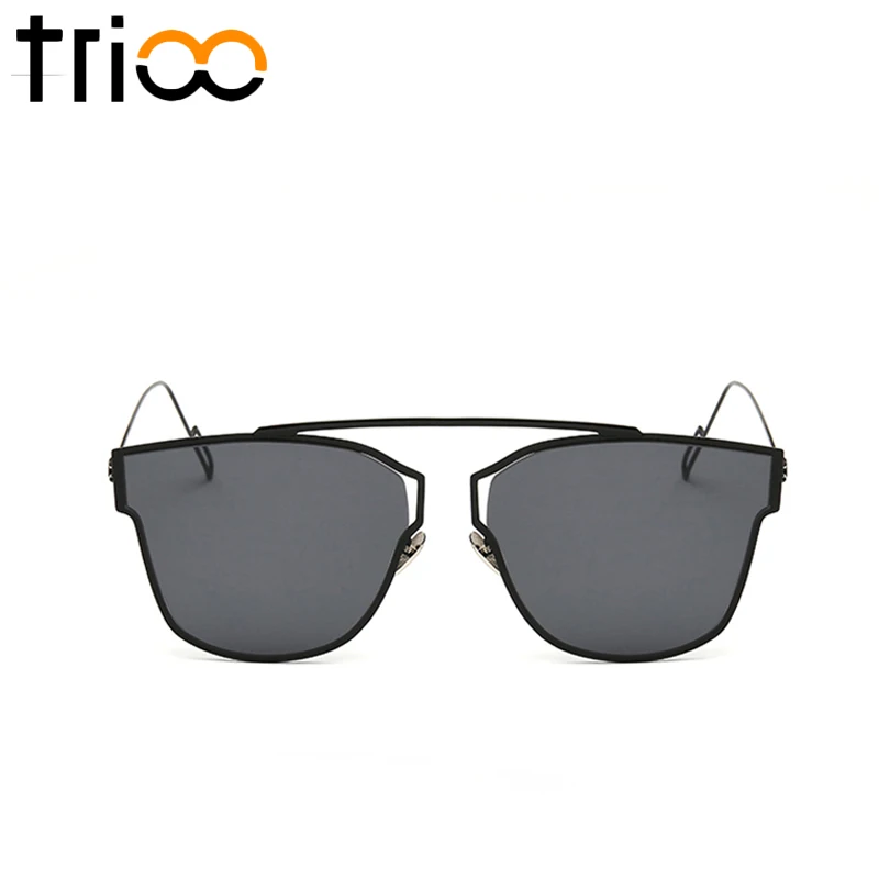 TRIOO Moda Ravno Top sončna Očala za ženske Ogledalo Barvni Trendi Oculos gafas de sol UV400 Poletje Odtenki Očala Kovin