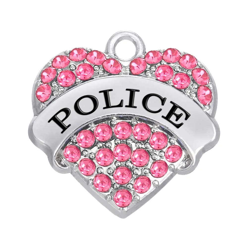 Trnkom 10pcs cinkove zlitine rodij prekrita kristalno Policija srce čarobne gumbe za nakit, izdelava
