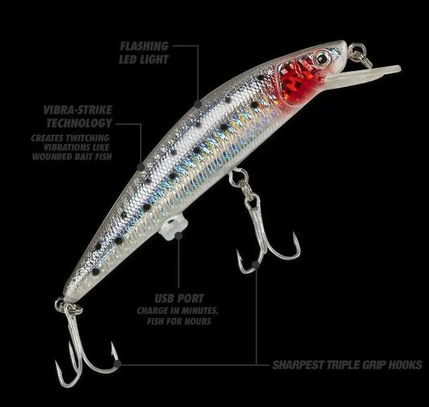 Trzanje Ribe, Vaba Električni Vabe Življenje, kot Vibriranje Fishing Lure Trojno Kavljem Elektronski Ribolova Vab USB Polnilna LED