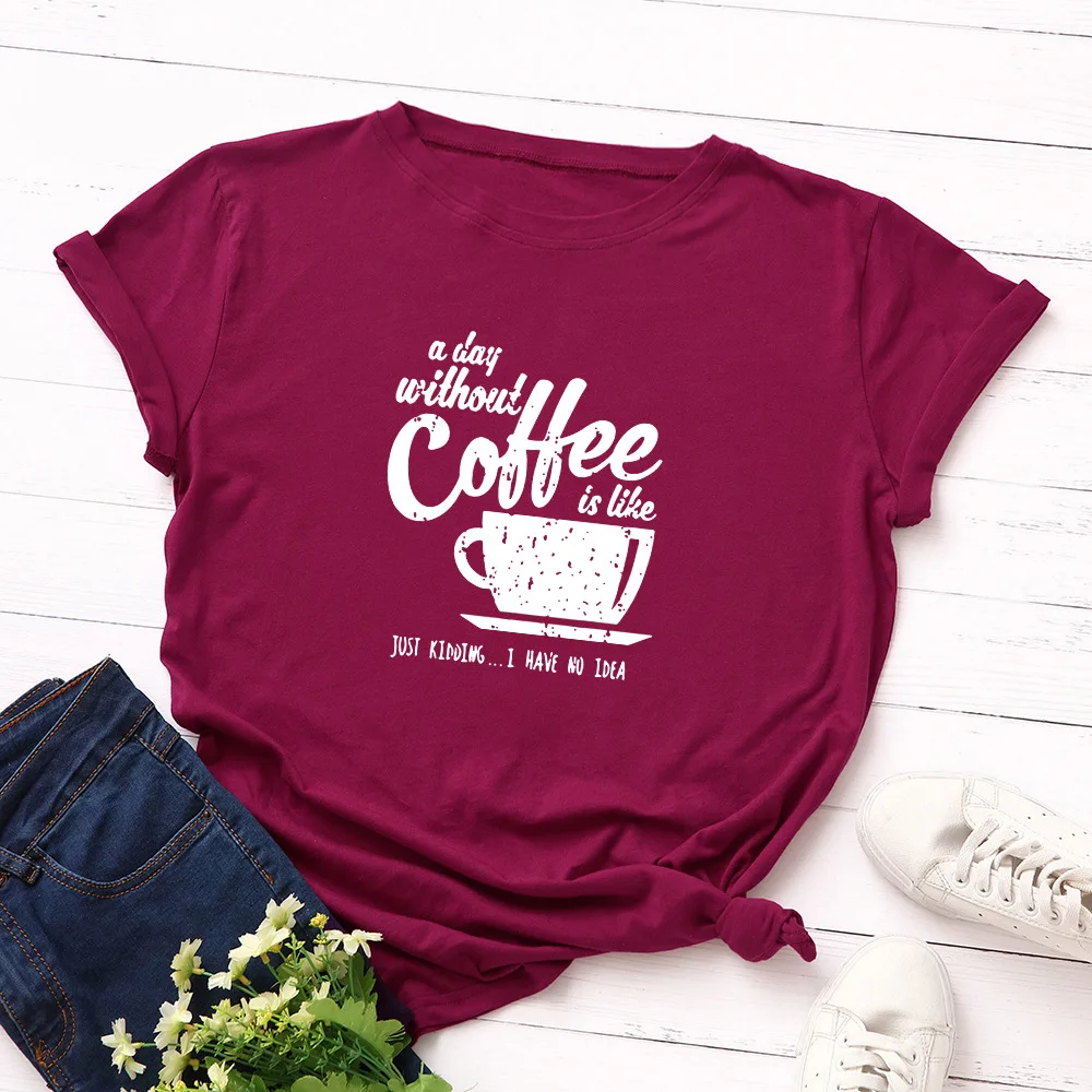 Tshirt Ženske 2020 Plus Velikost Kave Grafični T Srajce Harajuku Ženske Svoboden Dame Vrhovi Ulične Kratek Rokav Bombaž Osnovne Tees