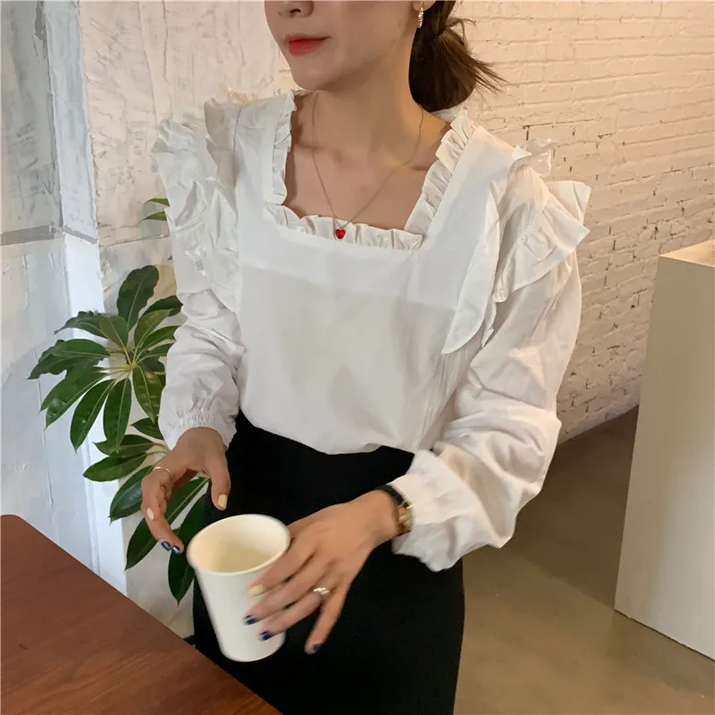 Tujec Kitty Korejska Različica Sladko Lesene Uho Rob Vsestranski Puloverju Trdna Luč, Majice Z Dolgimi Rokavi 2020 Ženske Bluze Priložnostne
