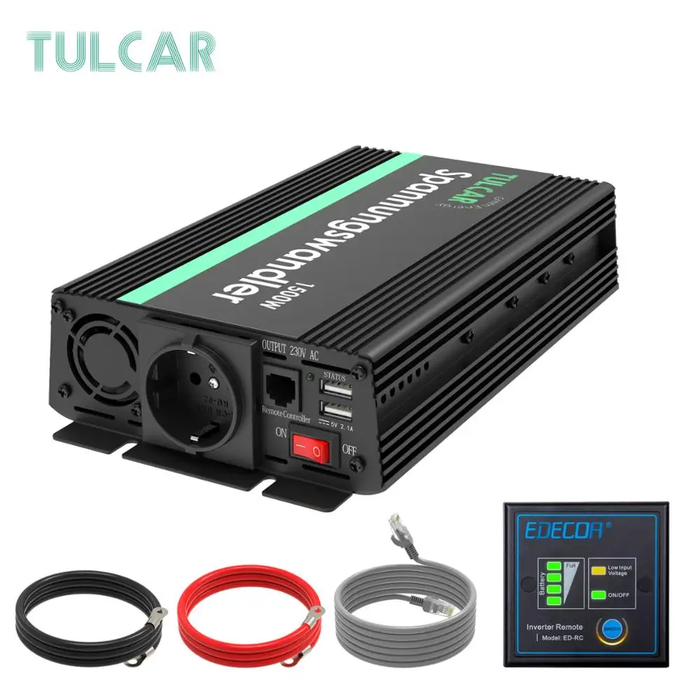 TULCAR 1500W 3000W Transformator Spremenjen sinusni signal DC 12V AC 220V 240V 230V Usb LCD-Zaslon Solar Power Inverter
