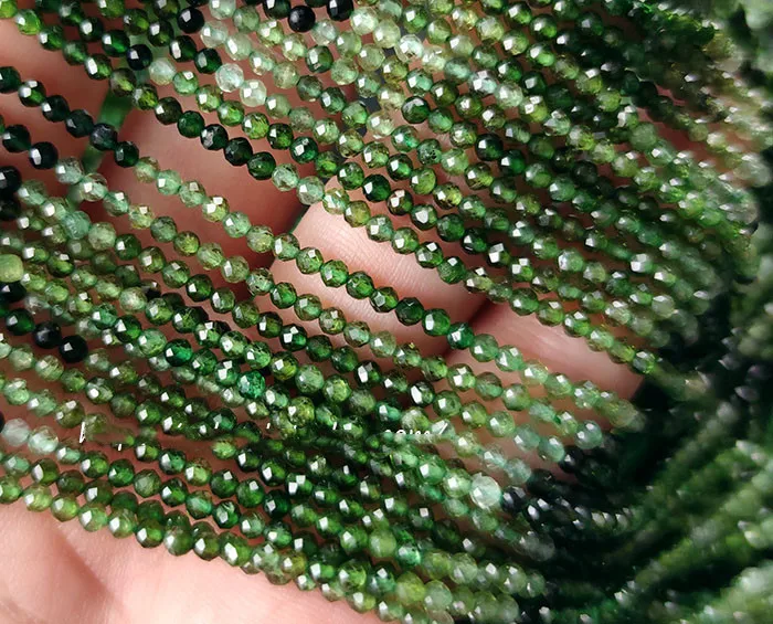 Turmalin zeleni krog gladko 2,4 mm, za DIY nakit, izdelava svoboden kroglice FPPJ debelo biseri narave gemstone