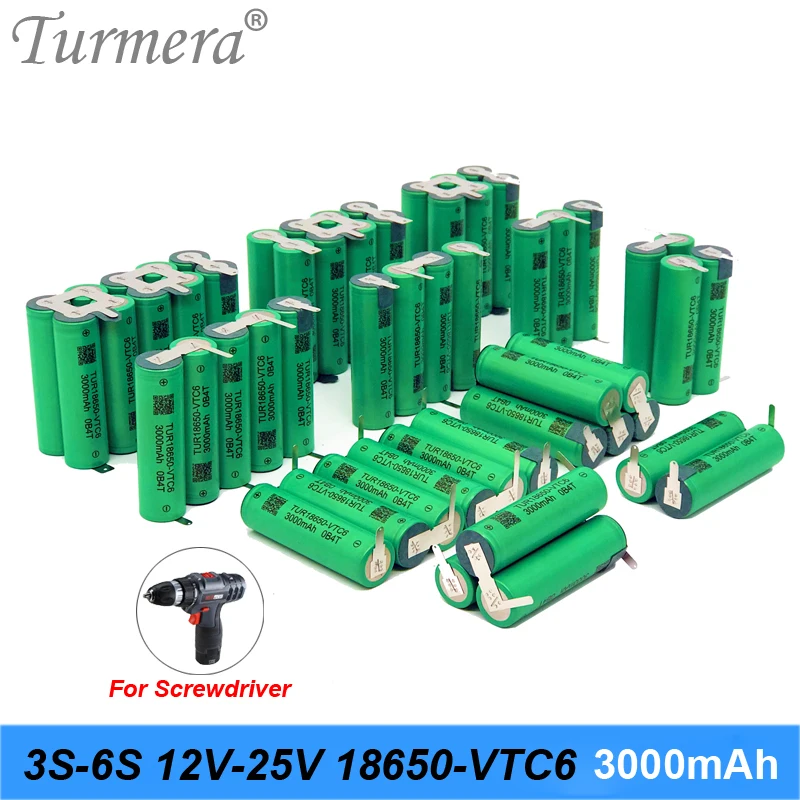 Turmera 3S 12,6 V 4S, in sicer za 16,8 V 5S 21V 6S 25V VTC6 3000mAh Baterije US18650VTC6 Baterije 30A za 18V Izvijač Shurika Vrtanje Orodje