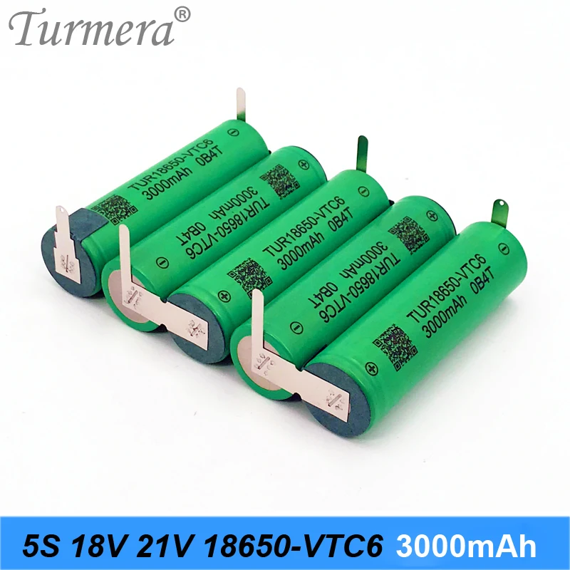 Turmera 3S 12,6 V 4S, in sicer za 16,8 V 5S 21V 6S 25V VTC6 3000mAh Baterije US18650VTC6 Baterije 30A za 18V Izvijač Shurika Vrtanje Orodje