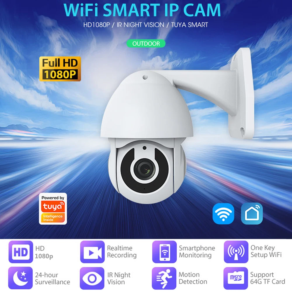 Tuya Kamera HD 1080P Zunanji Brezžični WiFi IP Kamera dvosmerni Audio Auto Tracking Night Vision IP66 Nepremočljiva Smart Življenje