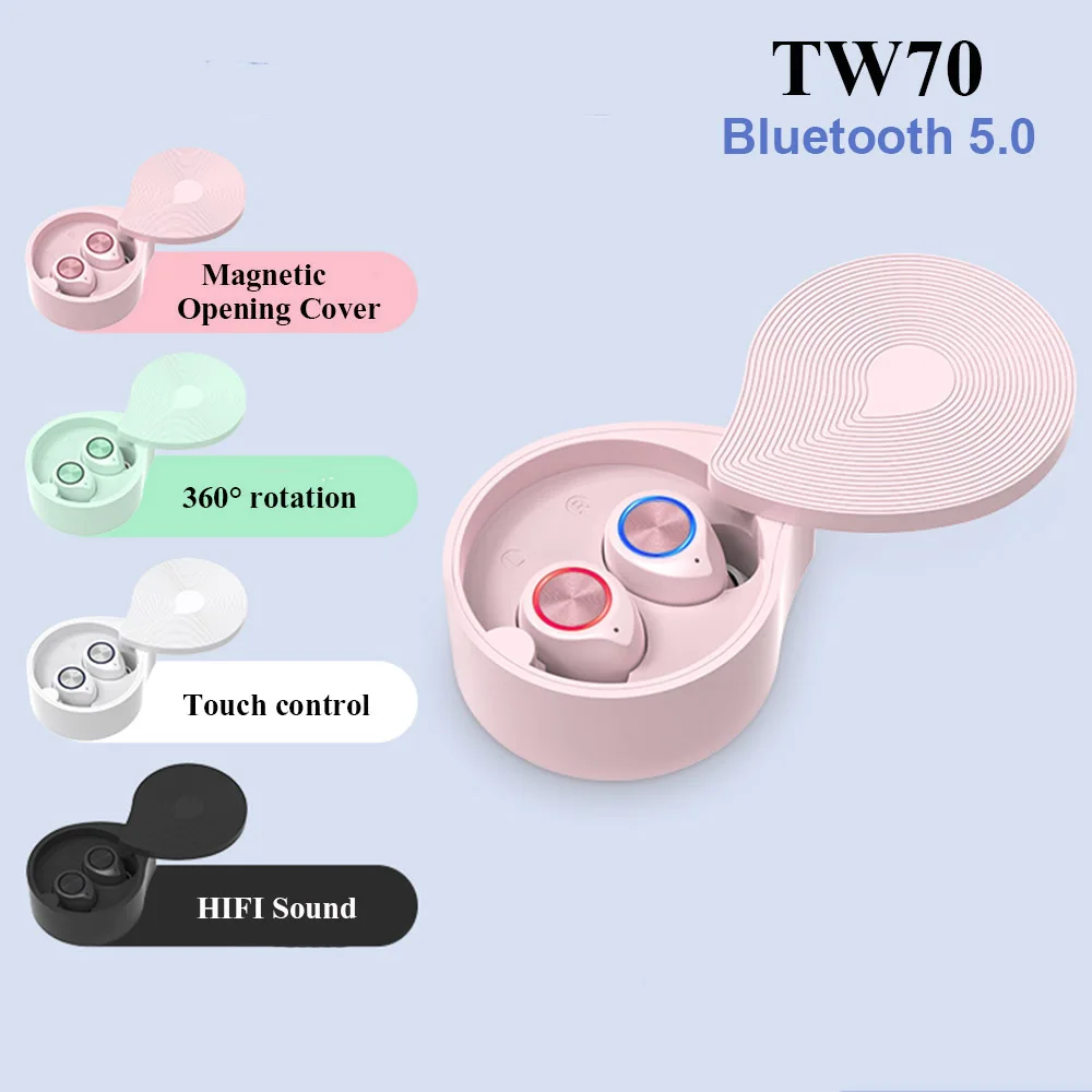 TWS TW70 slušalke Bluetooth 5.0 Brezžične Slušalke Bluetooth slušalke HIFI stereo Športne Slušalke