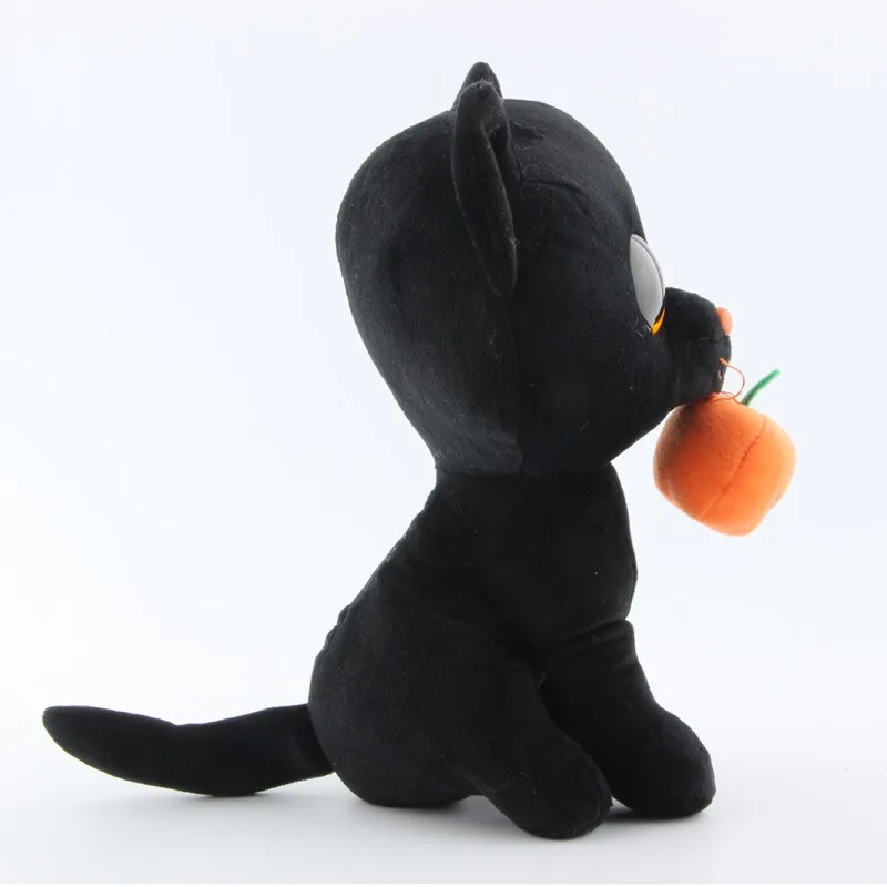 Ty Polnjene & Plišastih Živali, Črna Mačka z Pumpkin Halloween Meri Igrača, Lutka 25 cm