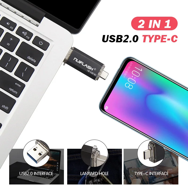 TypeC 2 v 1, usb flash Drive128gb pendrive 64gb pen drive flash disk 128GB memory stick Shranjevanje