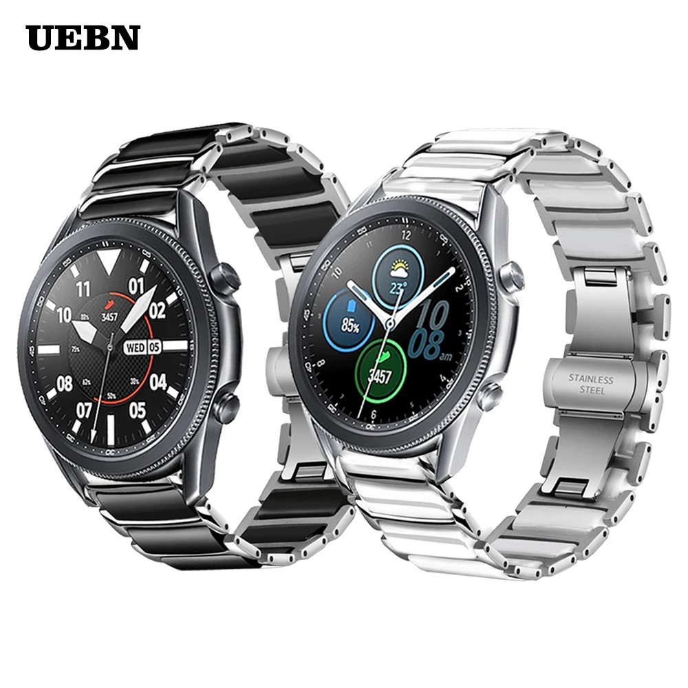 UEBN iz Nerjavečega jekla & keramični trak za Samsung Galaxy Watch 3 41mm 45 mm trak Aktivna 2 40 mm 44 Prestavi S3 Zapestnica Watchbands