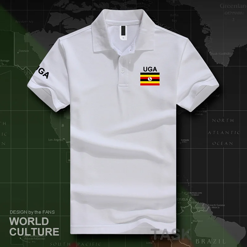 Uganda Ugandski polo majice, moške, kratek rokav, bela blagovnih znamk, tiskani za državo 2017 bombaž narod ekipa zastavo nove modne priložnostne UGA
