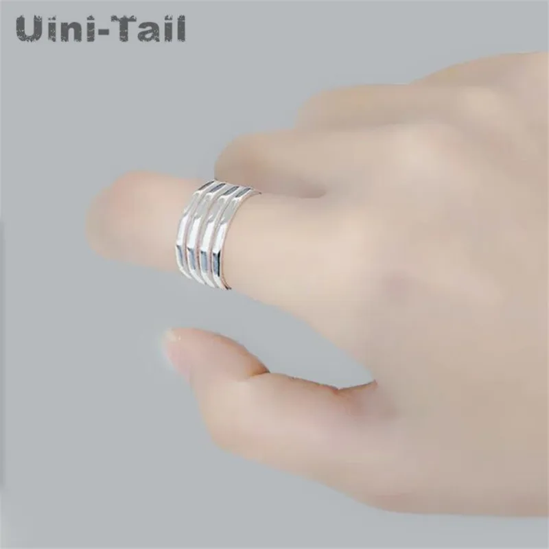 Uini-Rep vroče prodaje novih 925 srebro svetleč diamant štiri-plast odprt obroč svež in moden temperament večplastne visoke kakovosti
