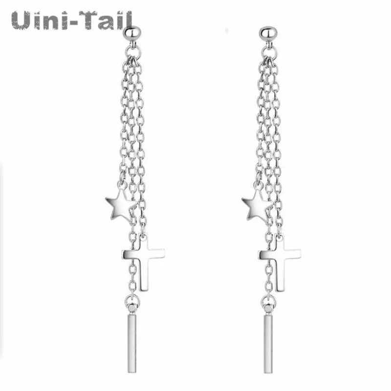 Uini-Rep vroče prodaje novih 925 sterling silver star križ dolgo geometrijske uhani osebnost trend temperament tassel visoke kakovosti