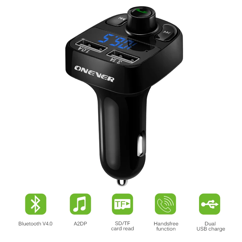 UKV-Oddajnik Aux Modulator Bluetooth Hands-Free (prostoročni Telefon Komplet Audio MP3 Predvajalnik S 3.1 Hitro Polnjenje Dvojno USB Avto Polnilec