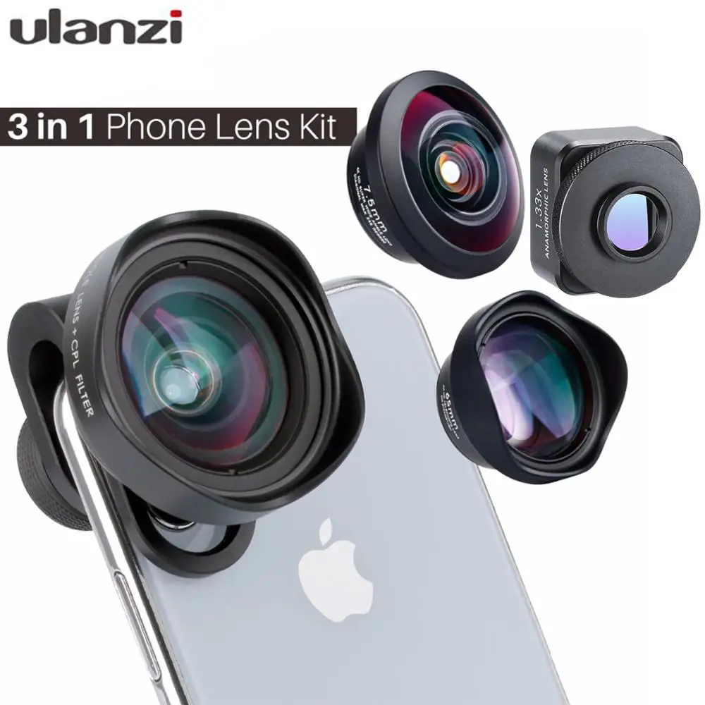 Ulanzi Mobilni Telefon Objektiv 17 mm širokokotni objektiv z CPL filter 1.33 X Anamorfni Telefoto 75 mm Makro Objektiv za iPhone Pro Max 12