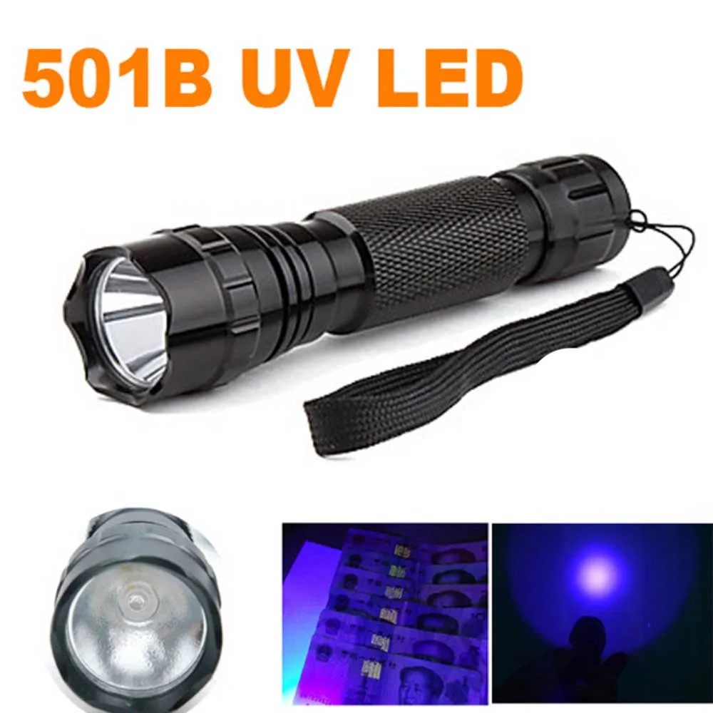 Ultrafire 501B LED UV svetilka LED violet 395nm UV fluorescentna svetilka aluminijasta svetilka LED linterna luz pomožne digitalni fla