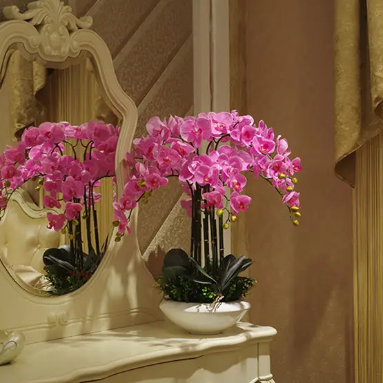 Umetni velika velikost PU pravi dotik ročno občutek orhideja cvetlični aranžma bonsaj cvet, samo ne vaza luxious šopek rož