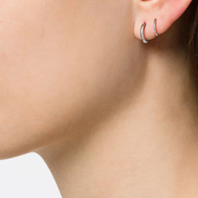 Umetno ponaredek dvojno huggie hoop uhani za ženske iz nerjavečega jekla pozlačeni spirala zanke velikost obroče minimalističen moda