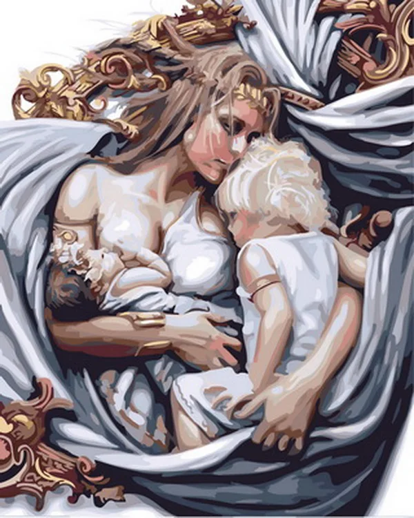 Unframe diy olje slika oljnih slik z številkami slika slikarstvo barvo s številko za dom dekor 4050cm mater in otroka