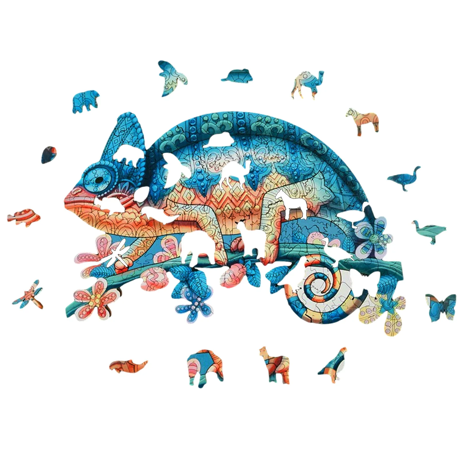 Unikatne Lesene animal Jigsaw Uganke Skrivnostno Kameleon Puzzle Darilo Odrasle, Otroški Izobraževalni Čudovito Darilo Interaktivne Igre Igrača