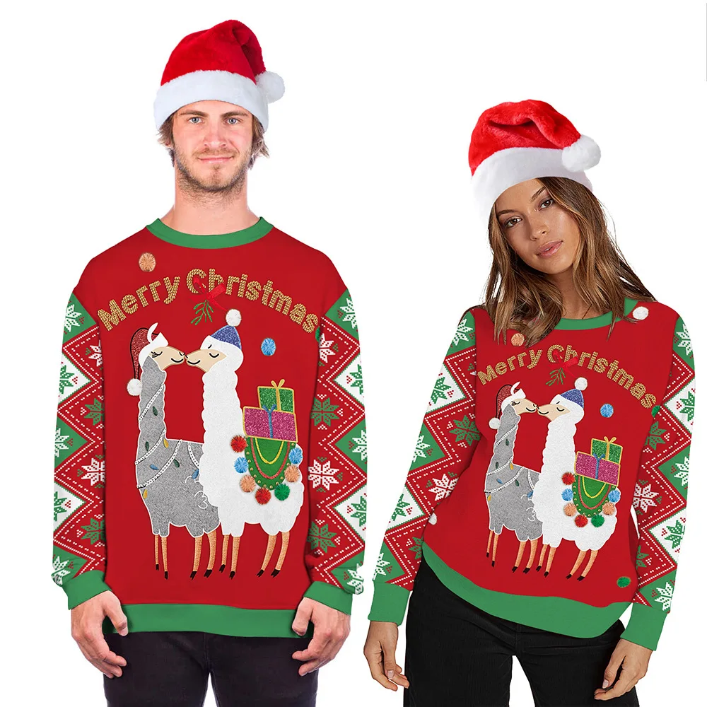 Unisex Srčkan Živali 3D Tiskanja Ugly Pulover Božič Par Obleko okoli Vratu Puloverju Sweater Moški Ženske Zimske Plus Velikost Oblačila