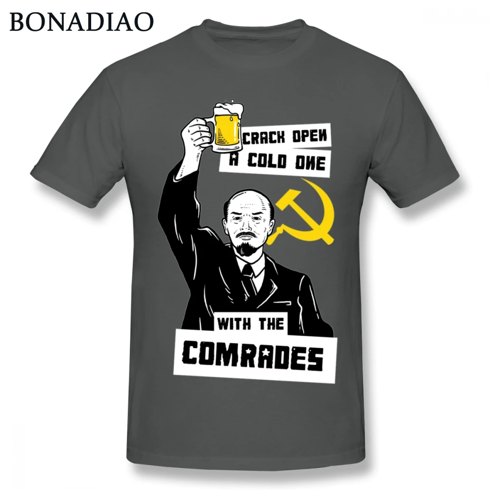 Unisex ZSSR Lenin Je Tovariš Komunizma T Shirt Smešno Načrta Za Človeka Ulične Tee Majica