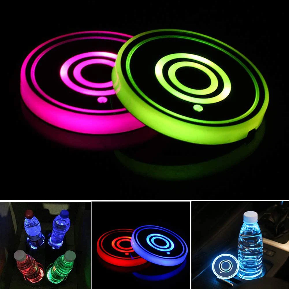 Univerzalni 2Pcs Polnilna RGB Barv LED Držalo Svetlobe Preproge Steklenico Coasters Svetlobe LED Držalo Blazine Avto nedrsečo Mat