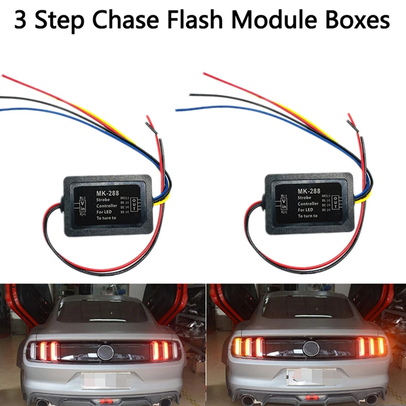 Univerzalni 3-stopenjski Sekvenčni Dinamično Chase Flash Modul, Škatle Za Avto Spredaj ali Zadaj Vključite Opozorilne Luči za Natikanje Uporabo 12V 21W