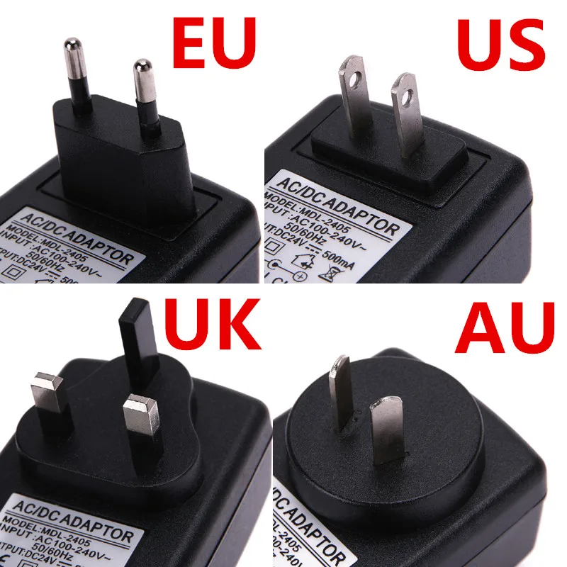 Univerzalni EU in ZDA UK AU Plug 110V 220V AC do 24V 2A DC Napajalnik za Dobavo Stenski adapter DC velikosti 2,5 mm*0.7 mm Jack