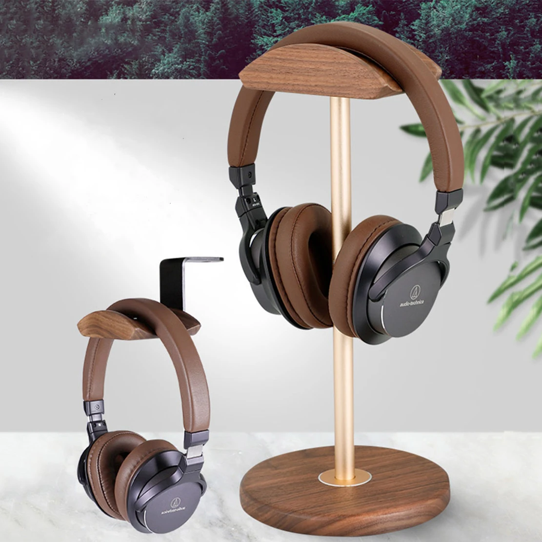 Univerzalni Lesa Slušalke Stojijo Ustvarjalni Zaslonu za nosilec za Slušalko Preprost Nosilec Rack Visijo Non-slip Prihranek Prostora