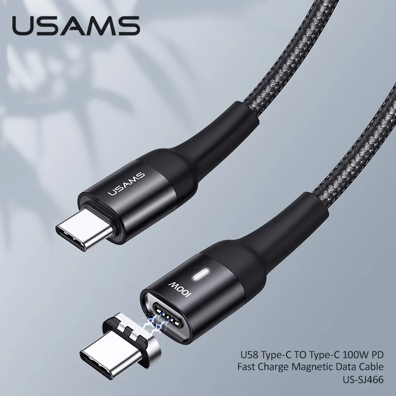 USAMS Magnetni Kabel USB PD Hitro Polnjenje, Tip C Tip C Kabel Magnet Polnilnik Podatkovni Kabel Za Xiaomi mi 10 Pro Samsung S20 Ipad
