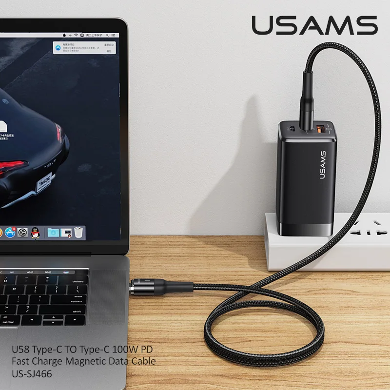 USAMS Magnetni Kabel USB PD Hitro Polnjenje, Tip C Tip C Kabel Magnet Polnilnik Podatkovni Kabel Za Xiaomi mi 10 Pro Samsung S20 Ipad