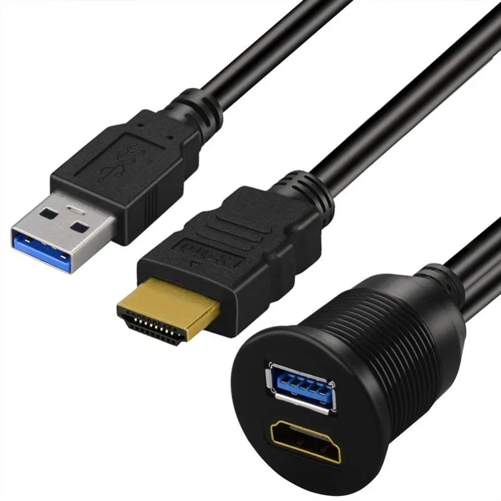 USB 3.0 & HDMI (združljiv s HDMI-združljiv + USB3.0 AUX Razširitev Armaturna Plošča Nepremočljiva Avto Podometno Montažo Kabla