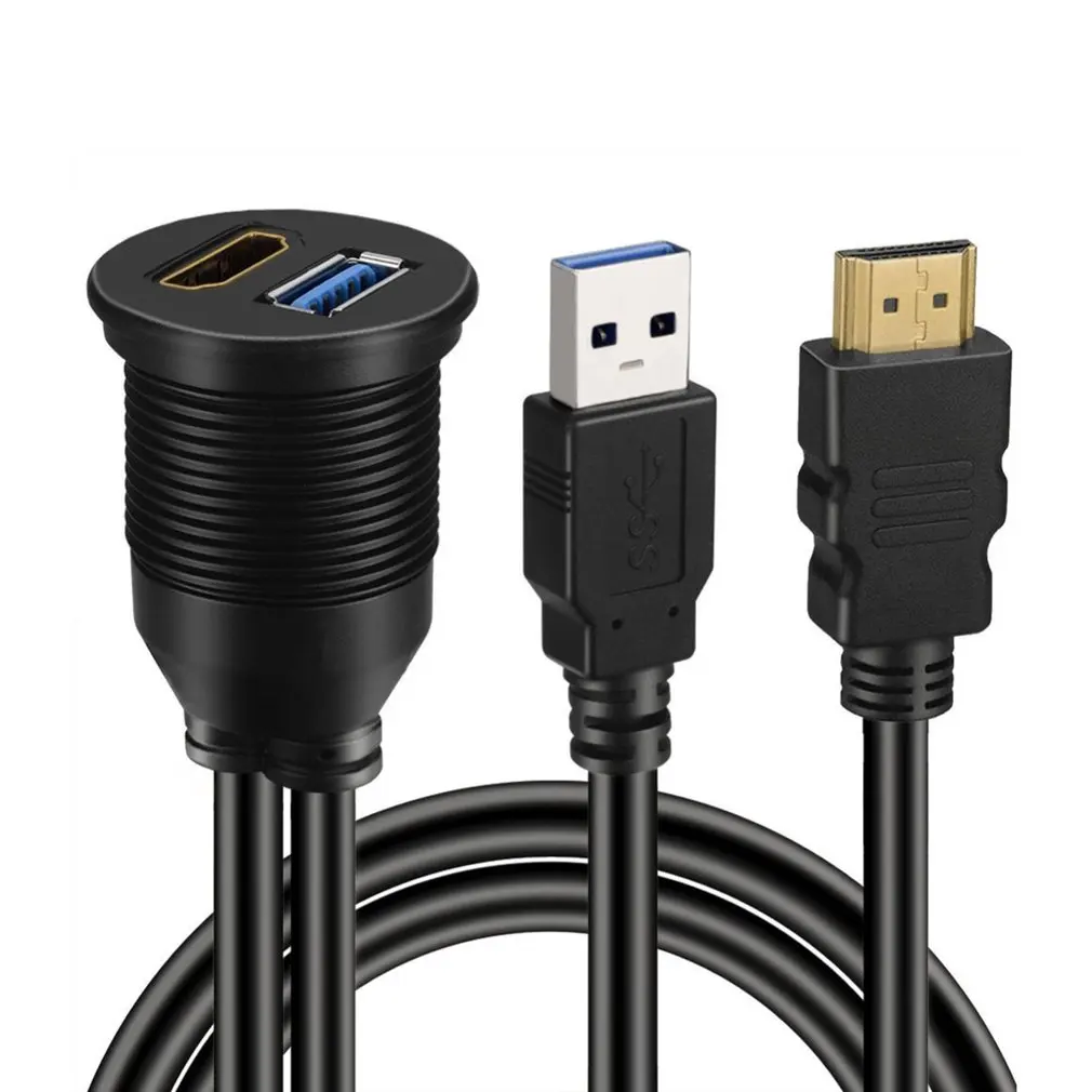 USB 3.0 & HDMI (združljiv s HDMI-združljiv + USB3.0 AUX Razširitev Armaturna Plošča Nepremočljiva Avto Podometno Montažo Kabla